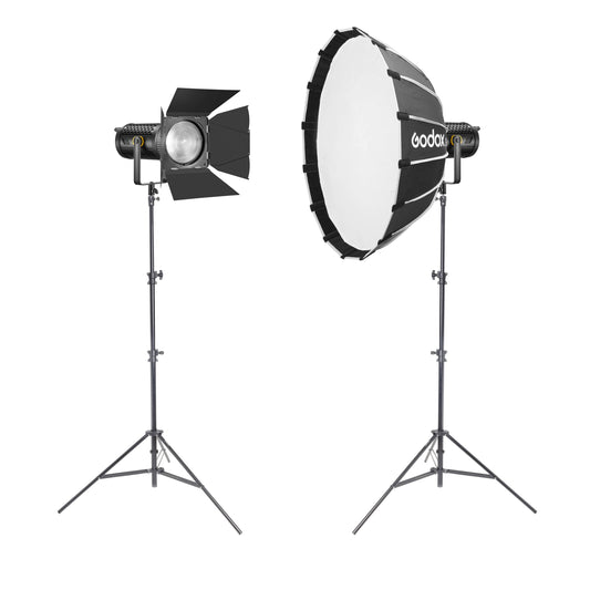 UL150IIBi Portable LED Light Twin Kit with S85T Softbox & Fresnel Lens