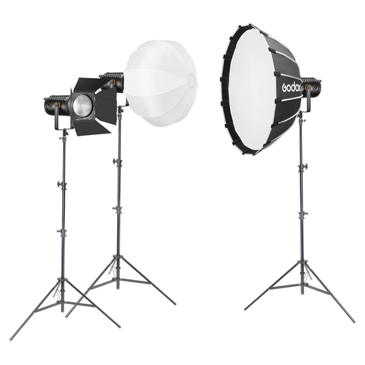 Godox UL150II Bi Triple Light Kit with Softbox, Fresnel & Lantern