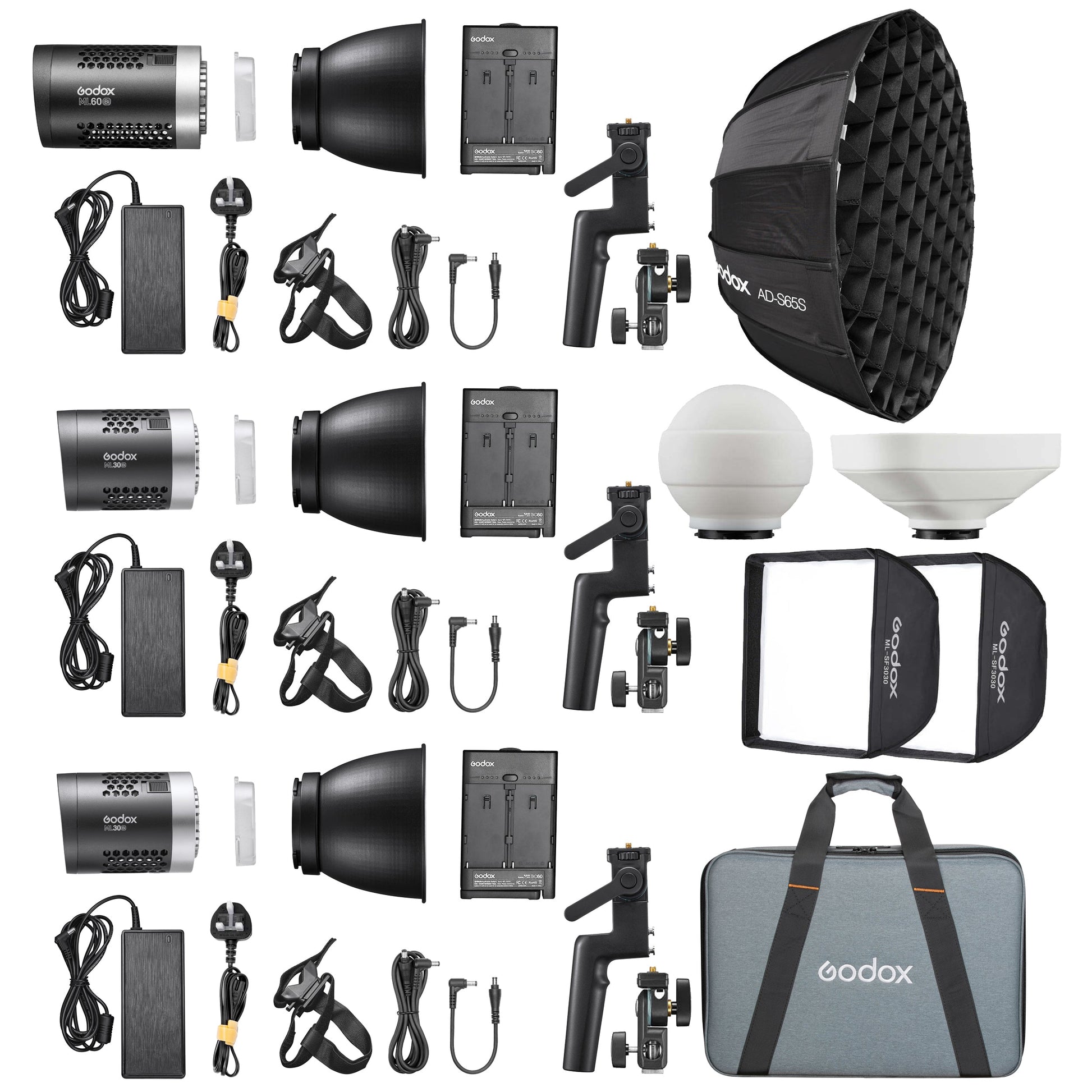 Godox ML-Kit2 Series Bi-Color LED Video Light Three Head Kit