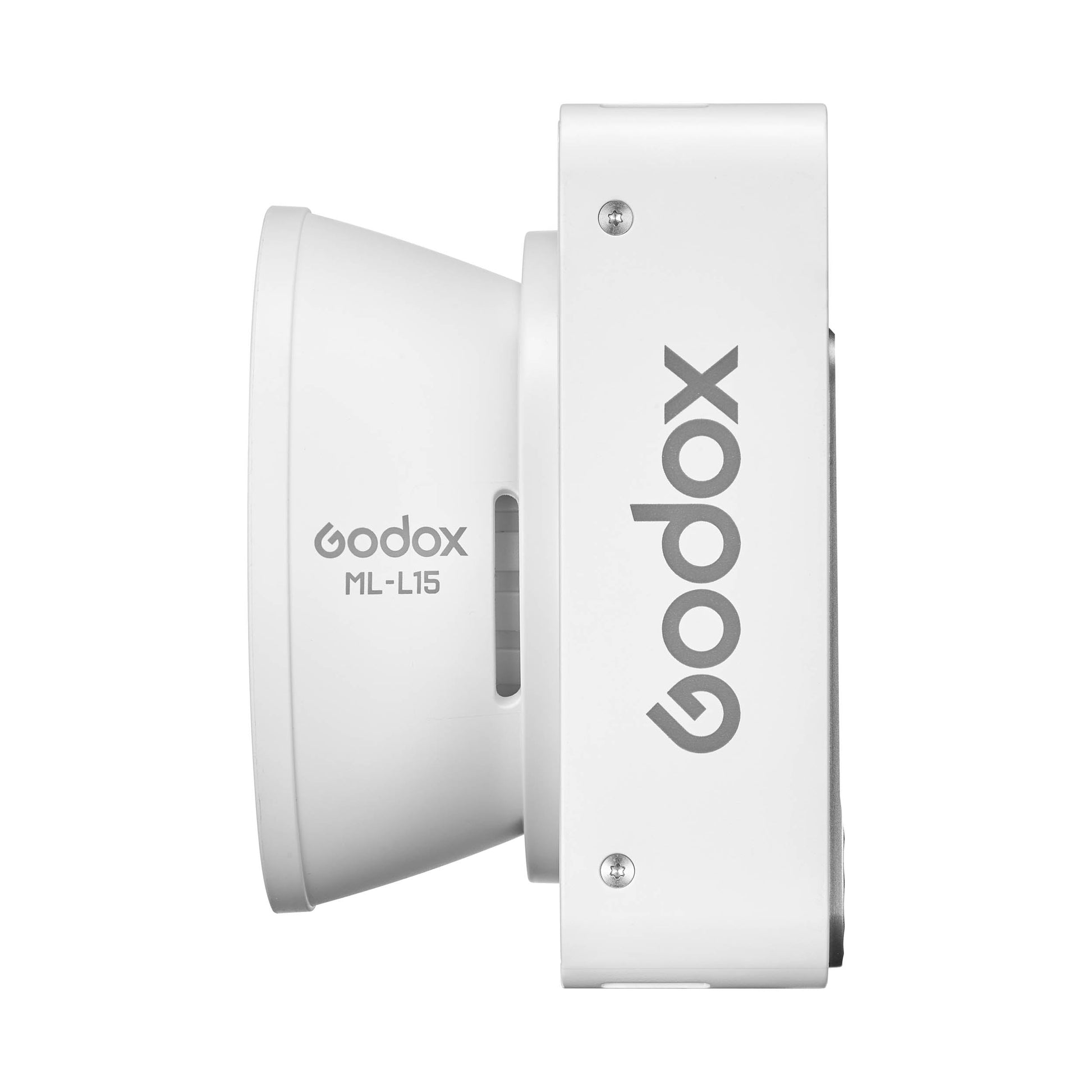 Godox ML100Bi Compact, Portable LED Video Light with ML-L15 Lens Reflector Side View