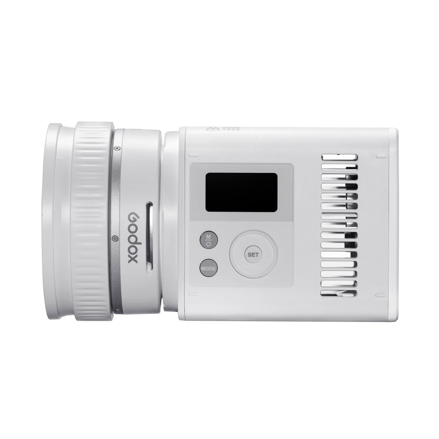 Godox ML150Bi Compact, Portable LED Video Light with ML-Z Zoom Reflector Side View with controls