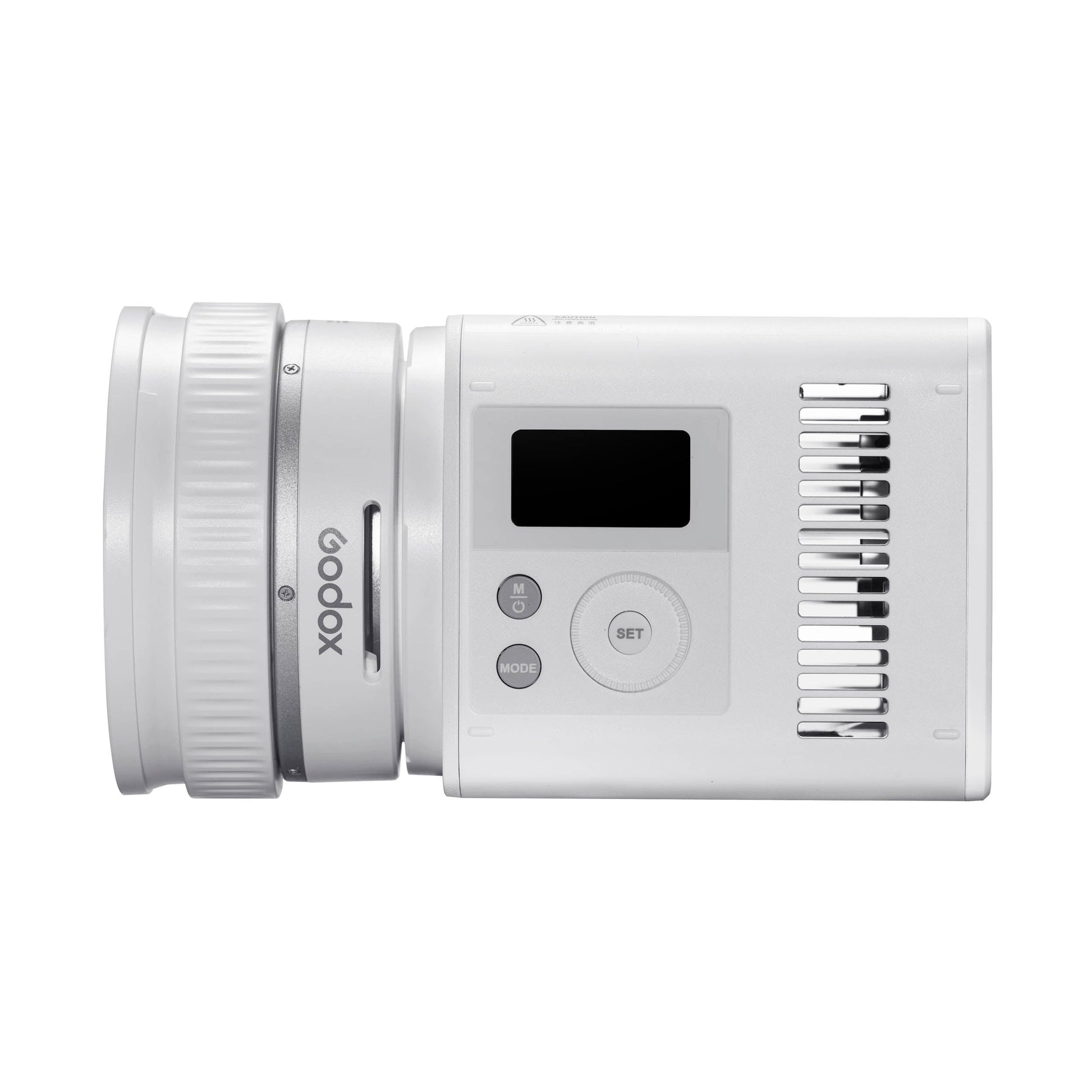 Godox ML150Bi Compact, Portable LED Video Light with ML-Z Zoom Reflector Side View with controls