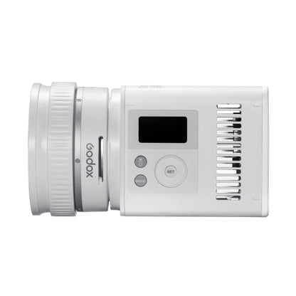 Godox ML150Bi Compact, Portable LED Video Light with ML-Z Zoom Reflector Side View with controls