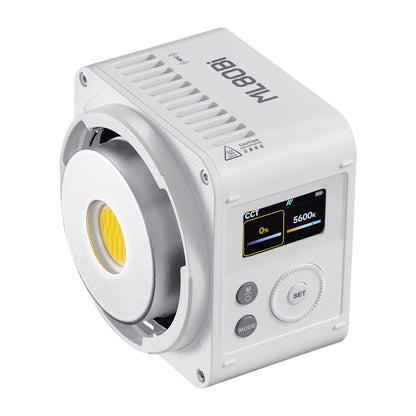 Godox ML80Bi Compact, Portable LED Video Light with ML-Z Zoom Reflector Front Angle View without Reflector