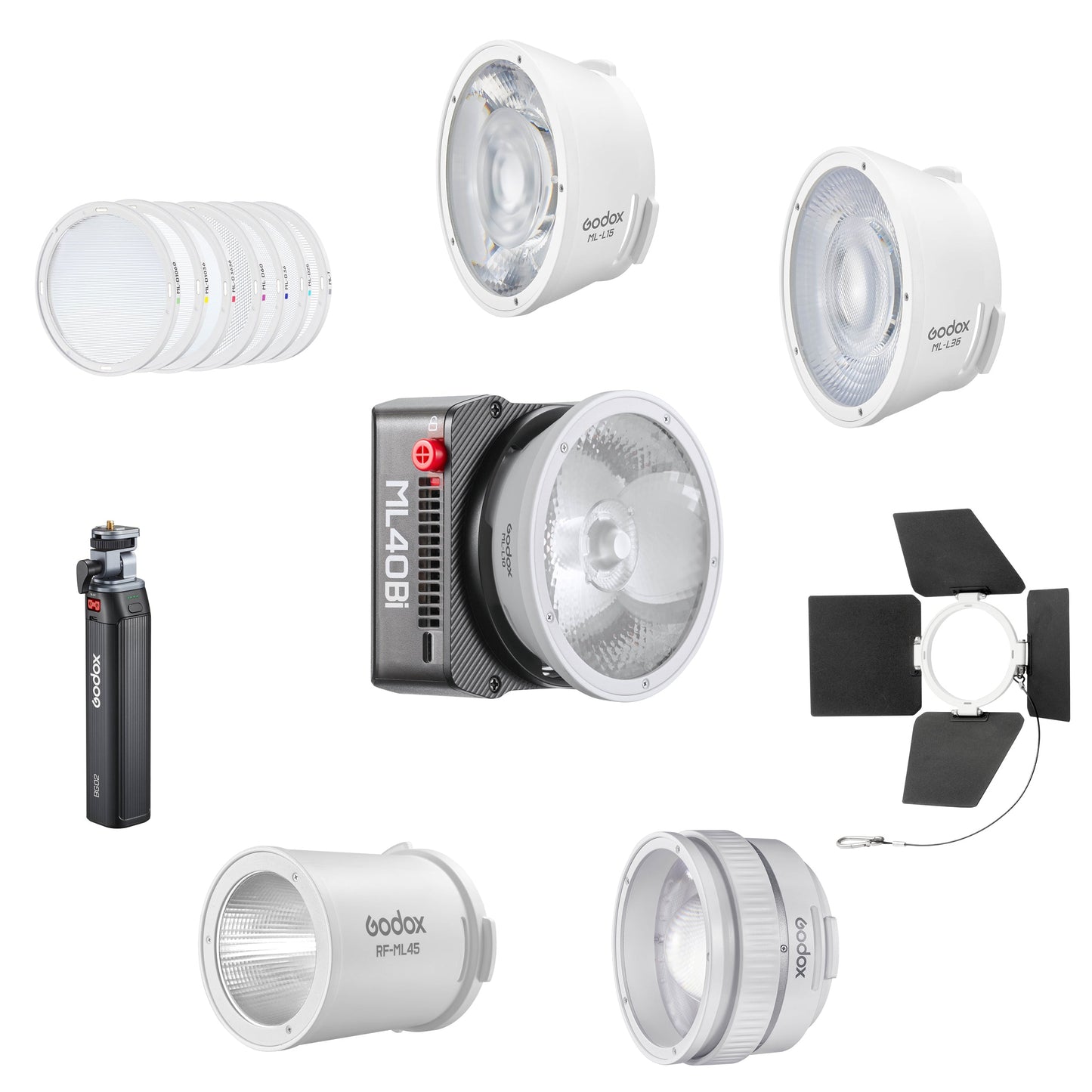 Godox ML40Bi Complete Creative Light Control Kit with Lens Modifiers & Battery Grip