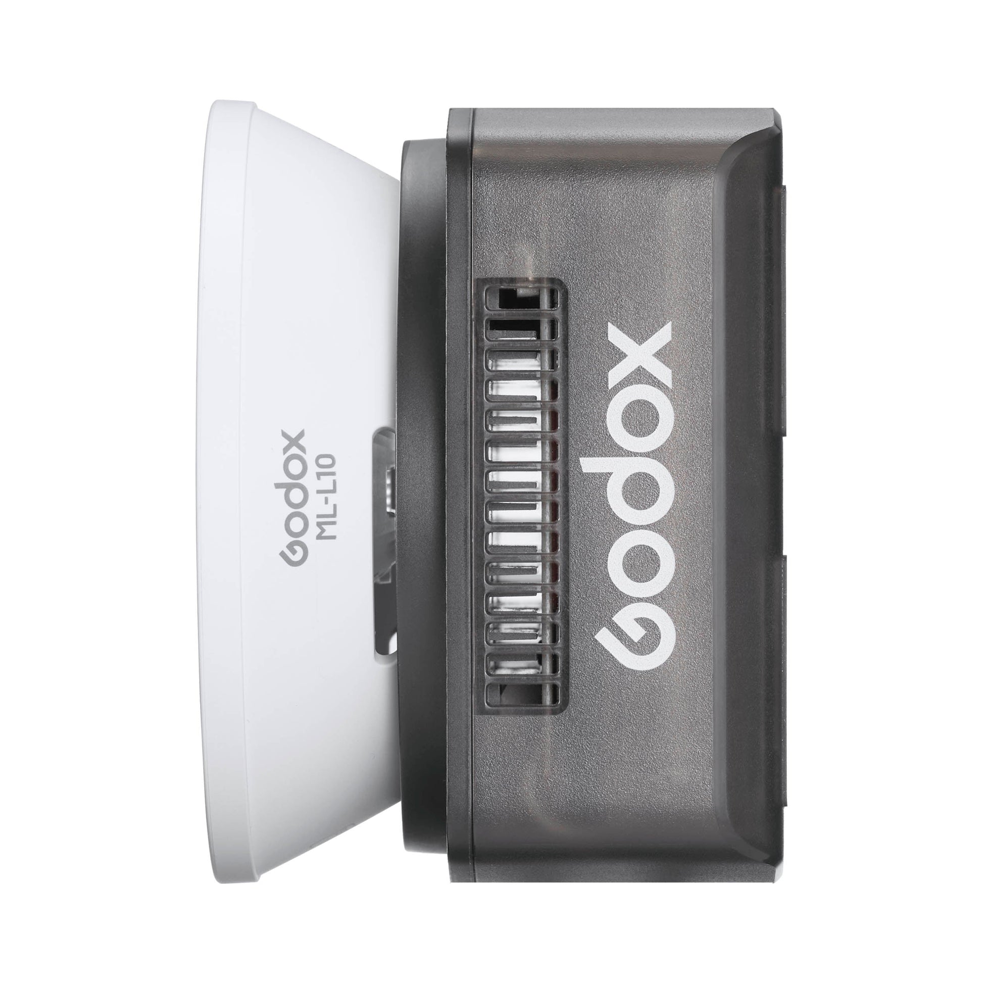 Godox ML40Bi Compact Magnetic Bi-Colour Video Light With Built-In USB-C Rechargeable Battery Side View