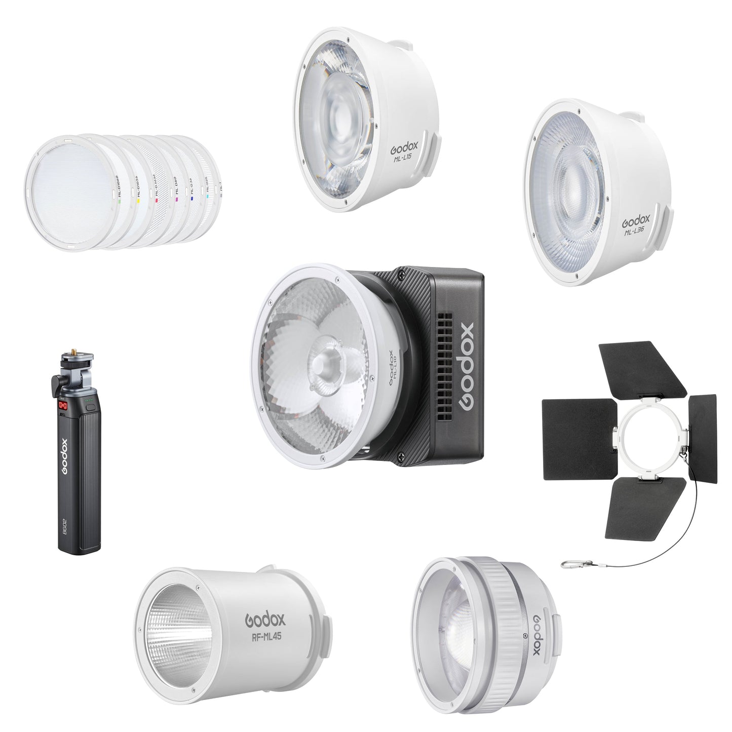 Godox ML40R Complete RGB Creative Lighting Kit with Lens Modifiers & Battery Grip