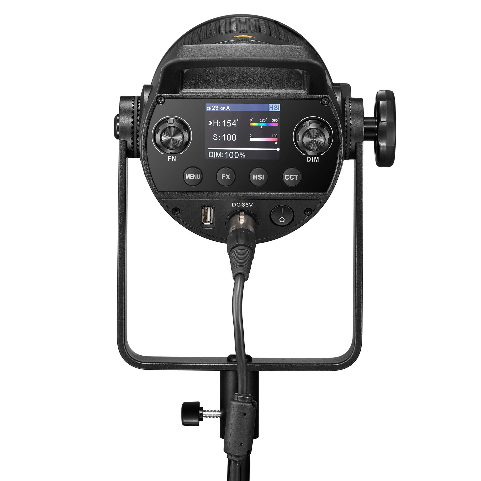 Godox SZ150R 150W Ultra Zoomable Bi-Colour RGB LED Light Rear View with Controls