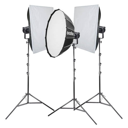 Godox SZ200Bi Bi-Color Zoomable LED Video Light 3-Head Softbox Kit