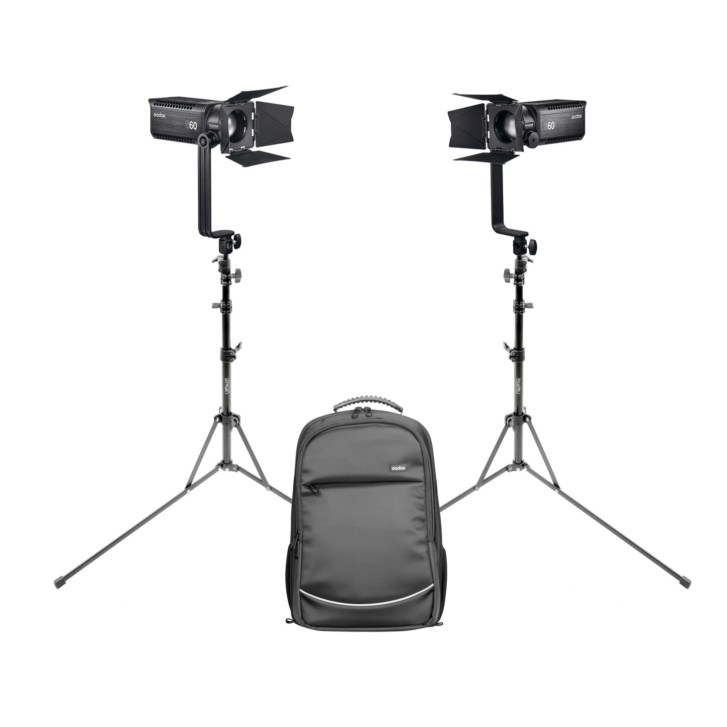 Godox S60D Dual Focusing LED Lighting Kit with Stands & Backpack