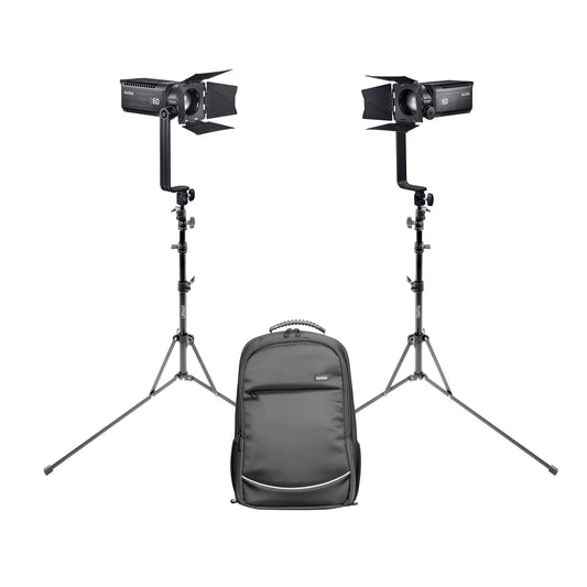 Godox S60D Dual Focusing LED Lighting Kit with Stands & Backpack