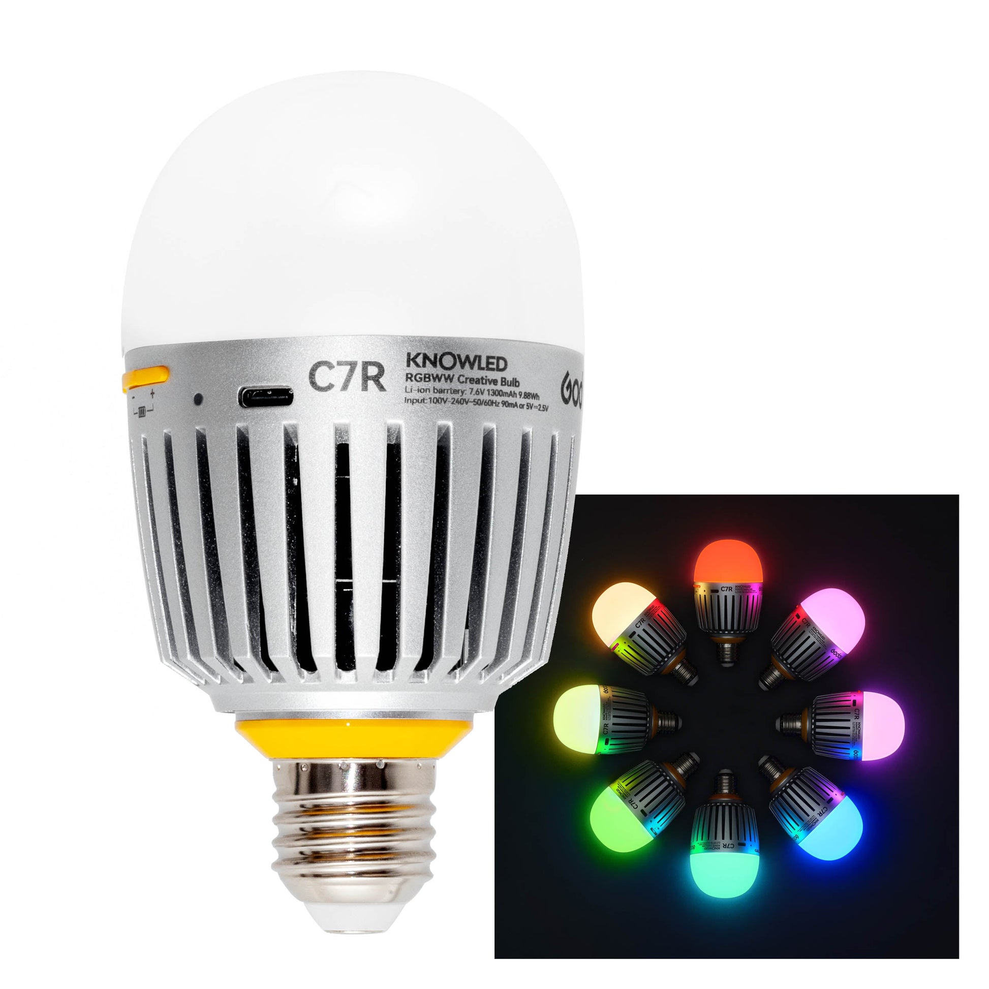 Godox Knowled C7R Battery-Powered RGBWW LED Bulb Light