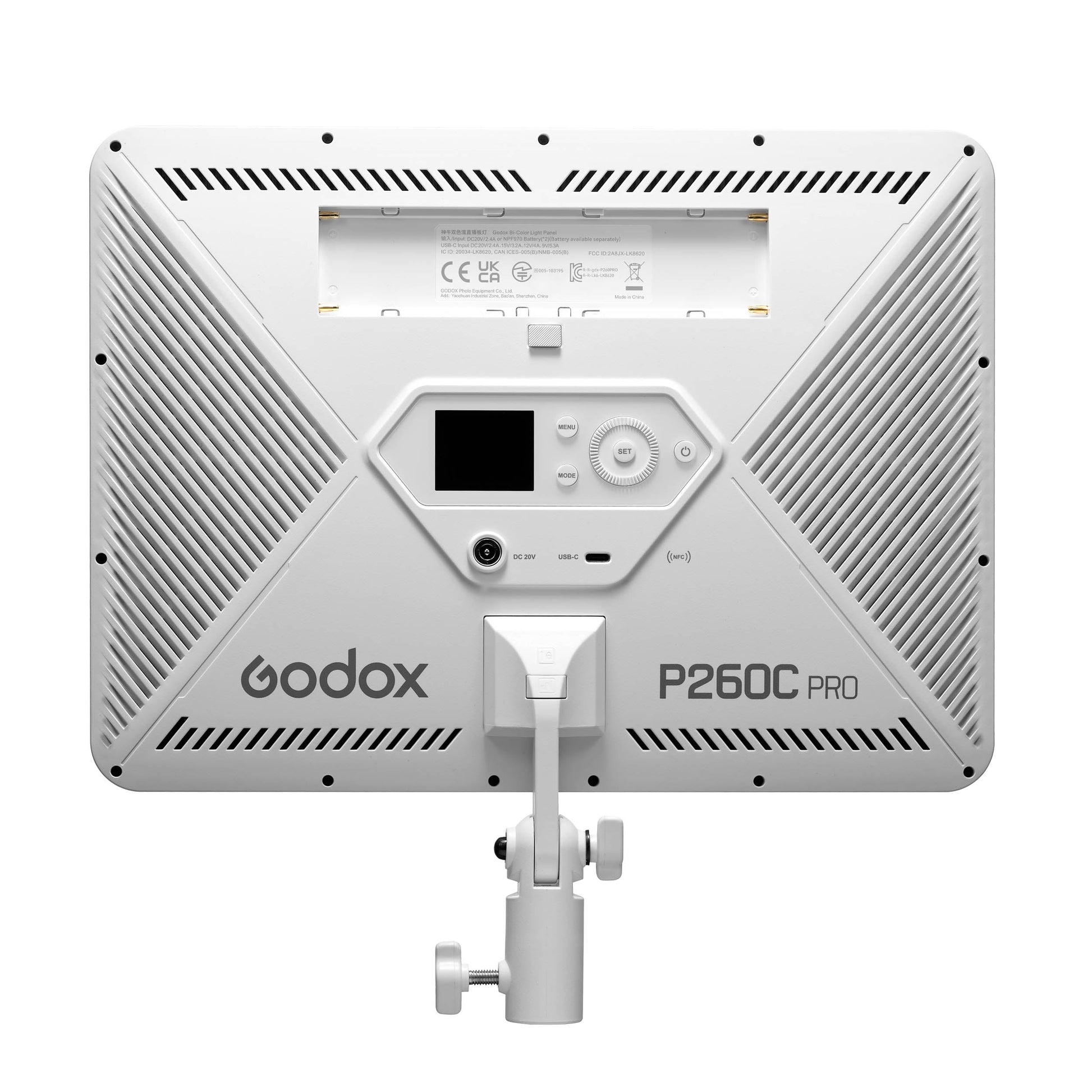 Godox P260C Pro Bi-Colour Edge-Lit LED Light Panel Rear View with Controls