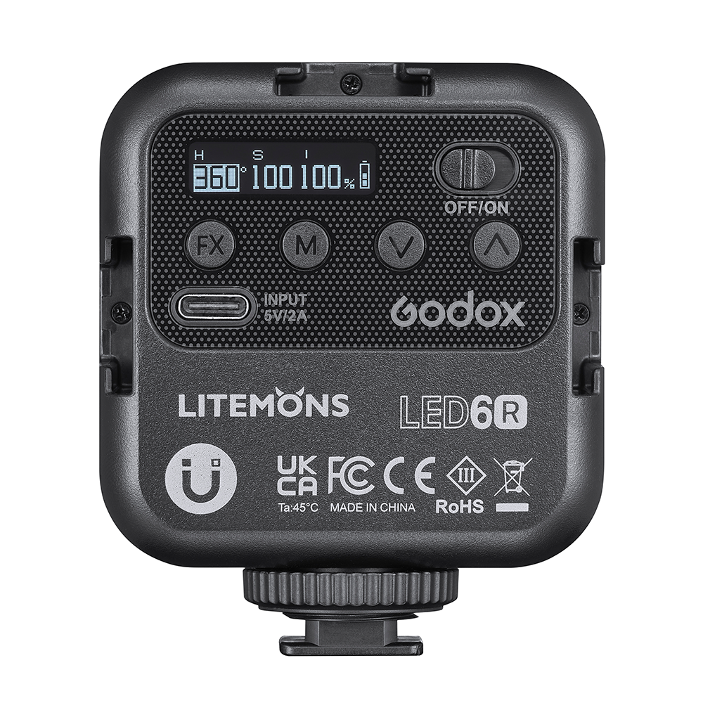 Godox LITEMONS LED6Bi On-Camera Bi-Colour LED Video Light Rear view of Controls
