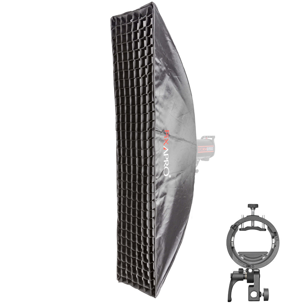 35x160cm Dual-Layer Recessed Strip Softbox & 5cm Grid with S3 Bracket