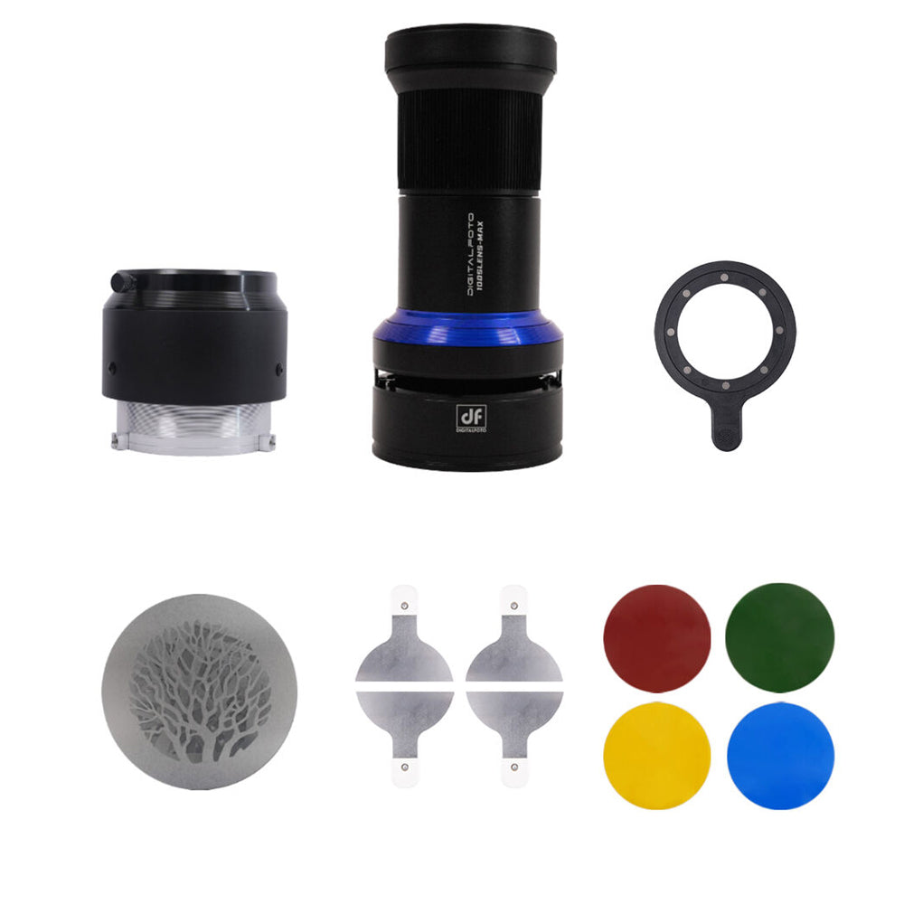 DigitalFoto Bowens Mount Projection Attachment Snoot with 36Â° Lens & Gobo Kit Box Content