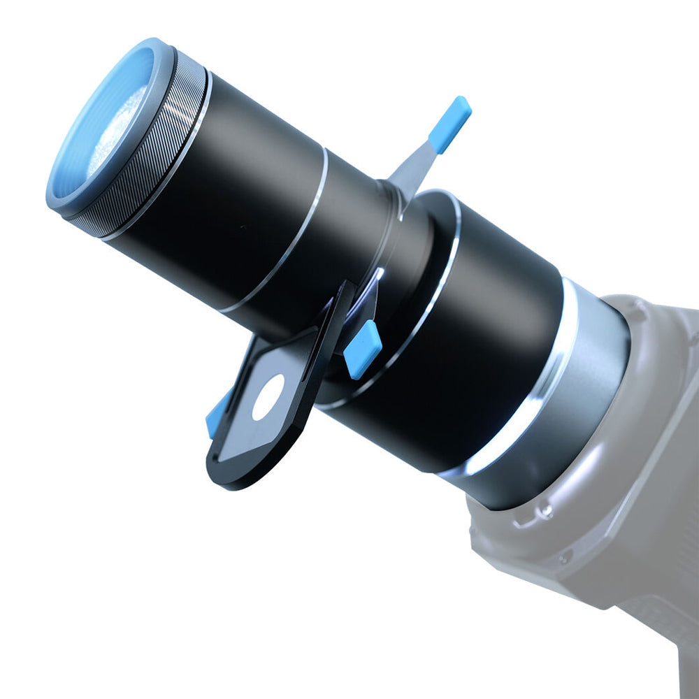 DigitalFoto Projection Attachment with 37Â° Lens & Bowens Mount Attached to Light Example