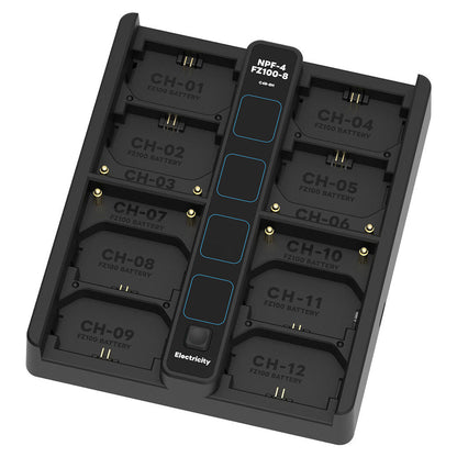 DigitalFoto 8/4-Bay Quick Charger for Sony NP-F & NP-FZ100 Batteries Angled View