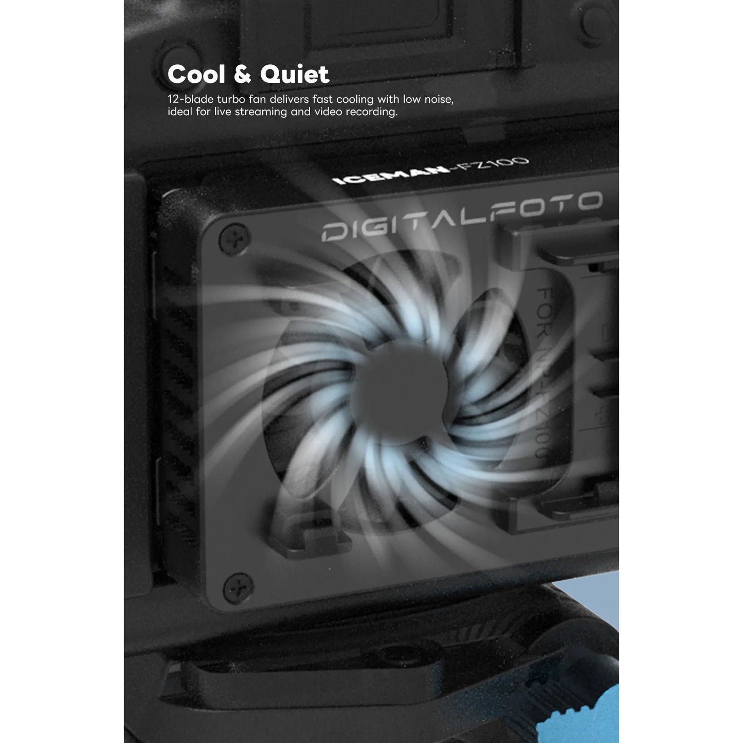 DigitalFoto cooling system with a fan on a white background