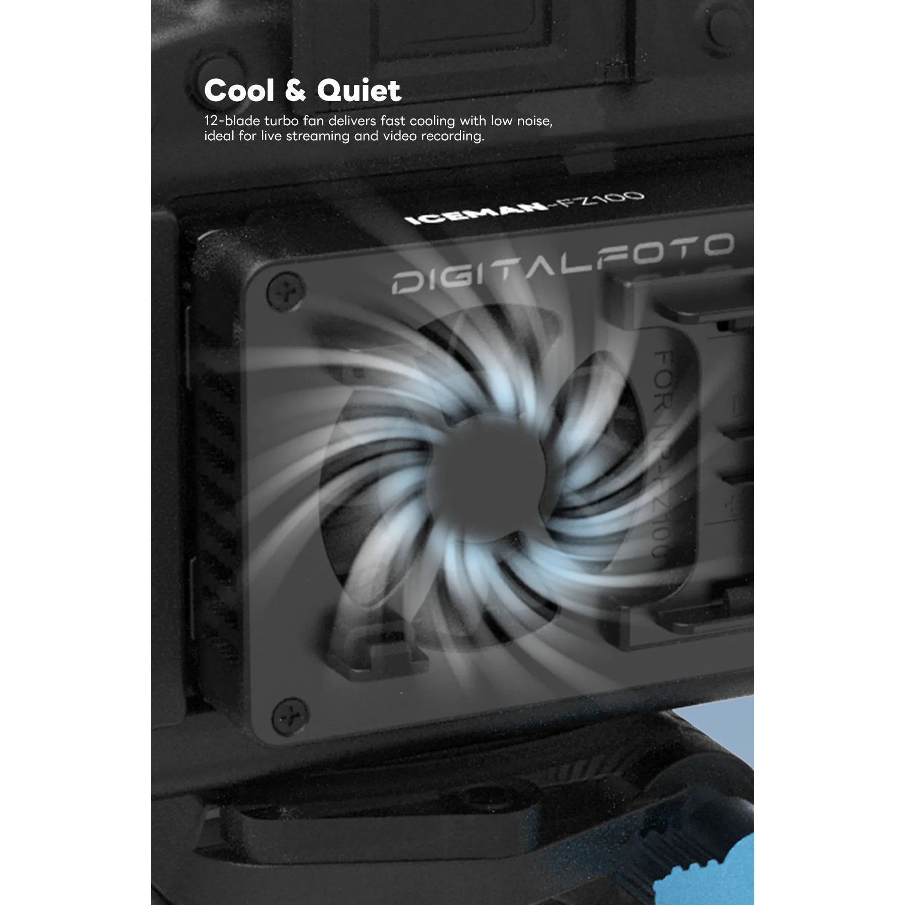 DigitalFoto cooling system with a fan on a white background
