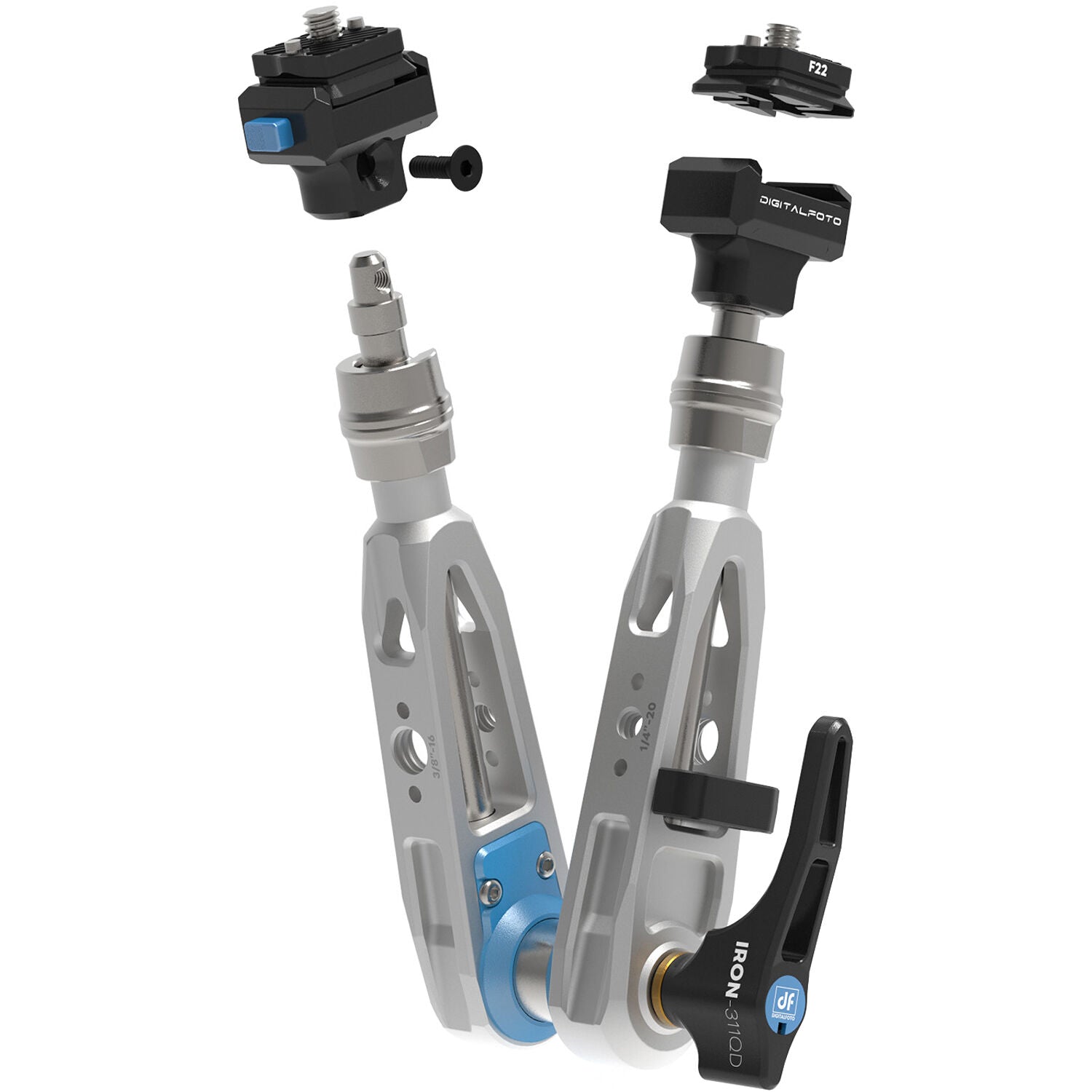 DigitalFoto 11-Inch Magic Arm with F22 Quick-Release Plate - Glacier Silver
