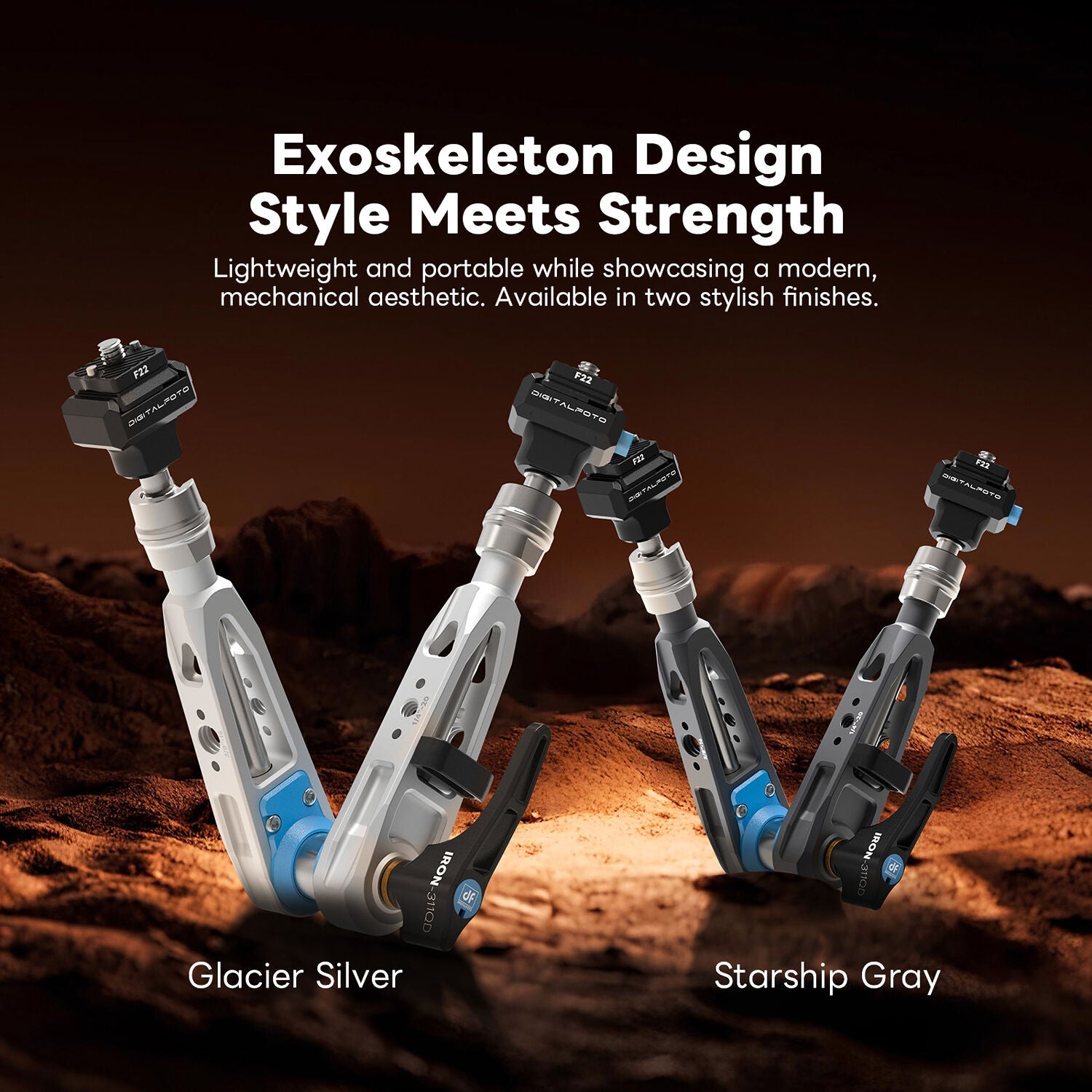 DigitalFoto 11-Inch Magic Arm with F22 Quick-Release Plate - Glacier Silver