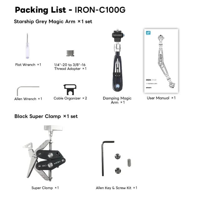 Iron-C100G Heavy-Duty Quick-release Magic Arm and Super-Clamp Combo Kit