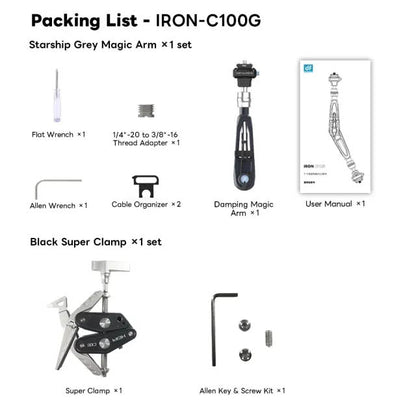 Iron-C100G Heavy-Duty Quick-release Magic Arm and Super-Clamp Combo Kit