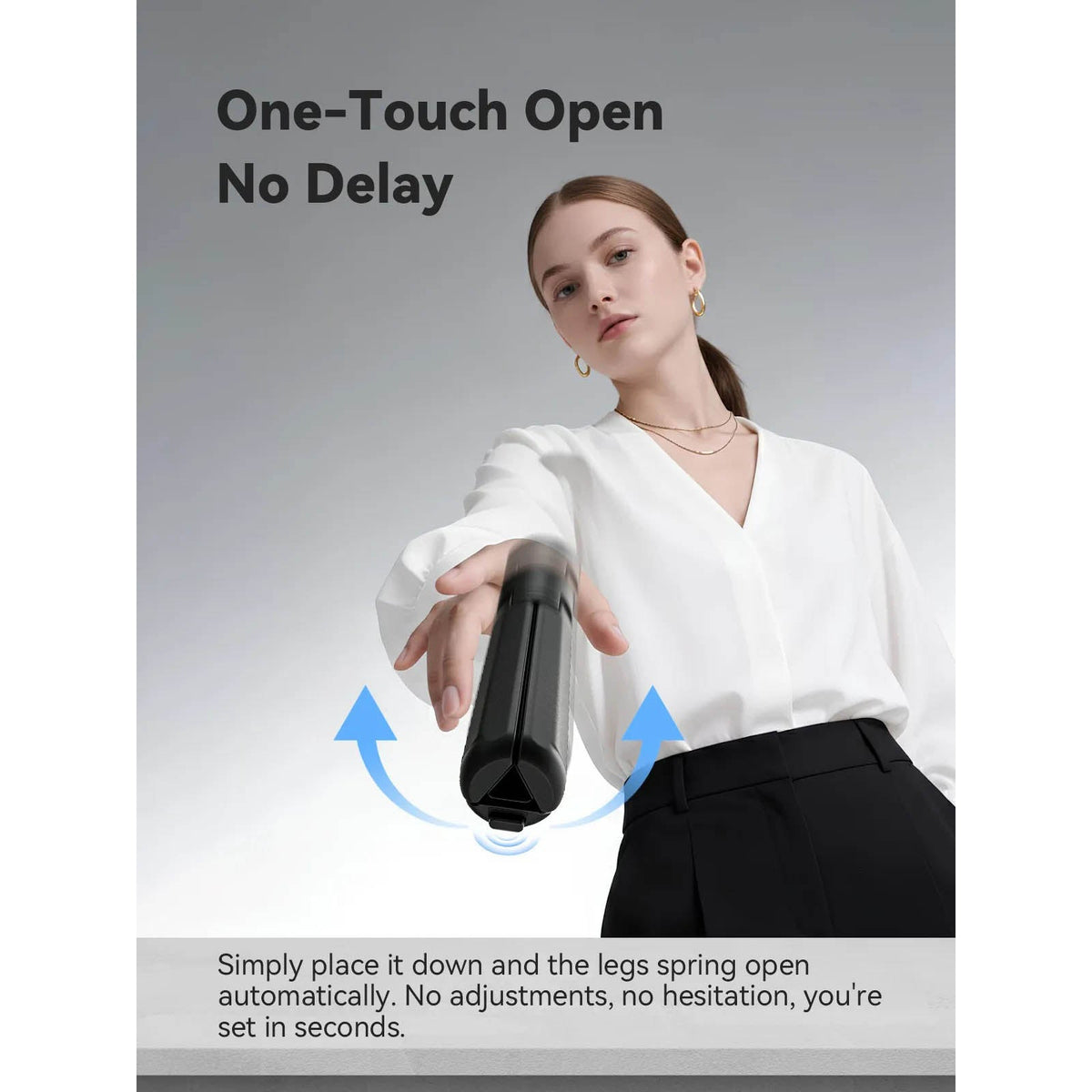 One-Touch Auto Open Mini Tripod 1/4in Mount 2kg Support