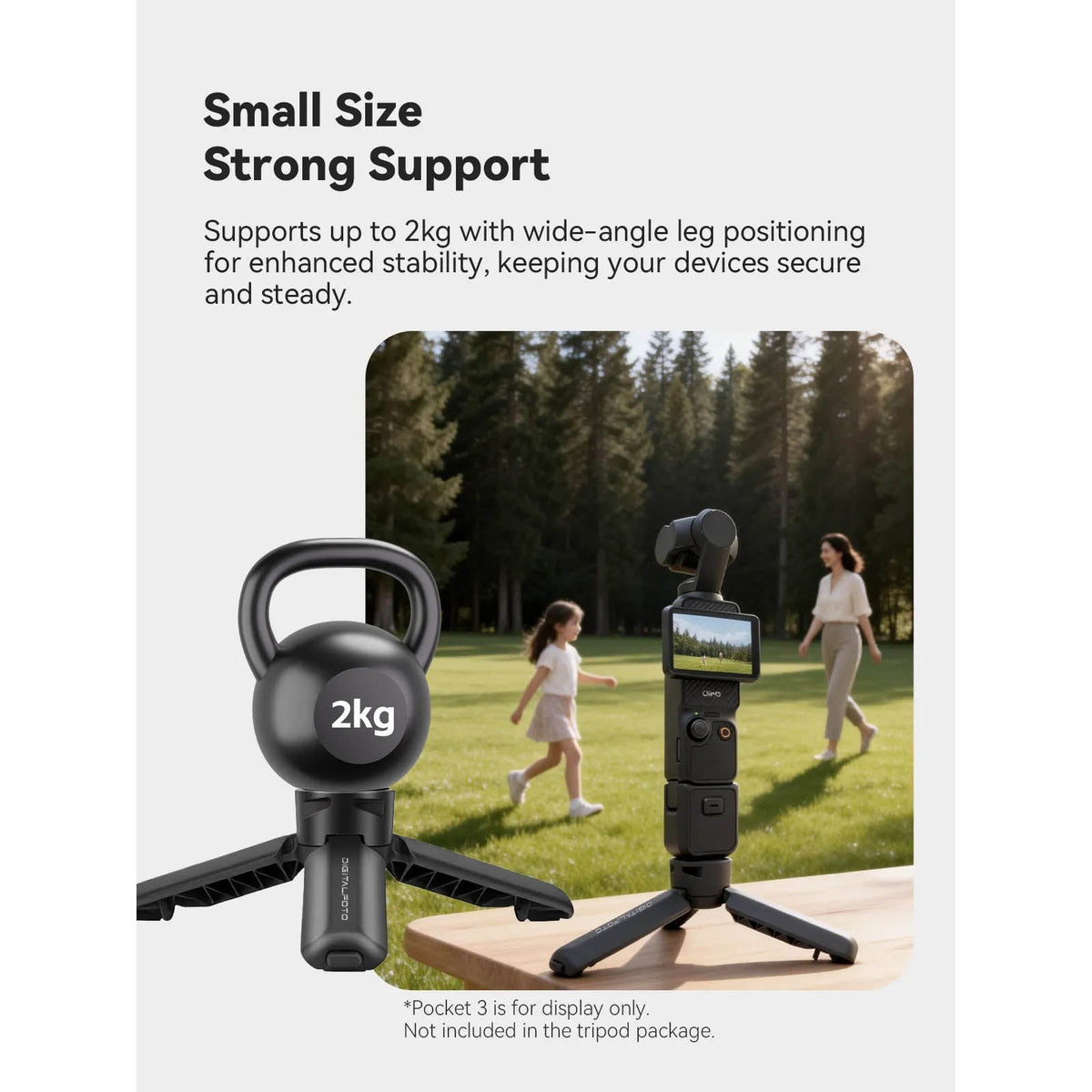 One-Touch Auto Open Mini Tripod 1/4in Mount 2kg Support