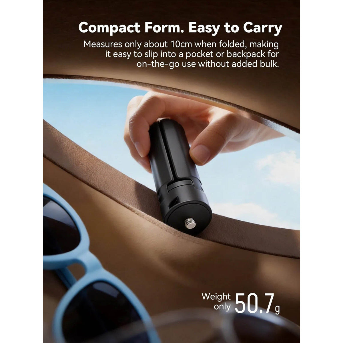 One-Touch Auto Open Mini Tripod 1/4in Mount 2kg Support