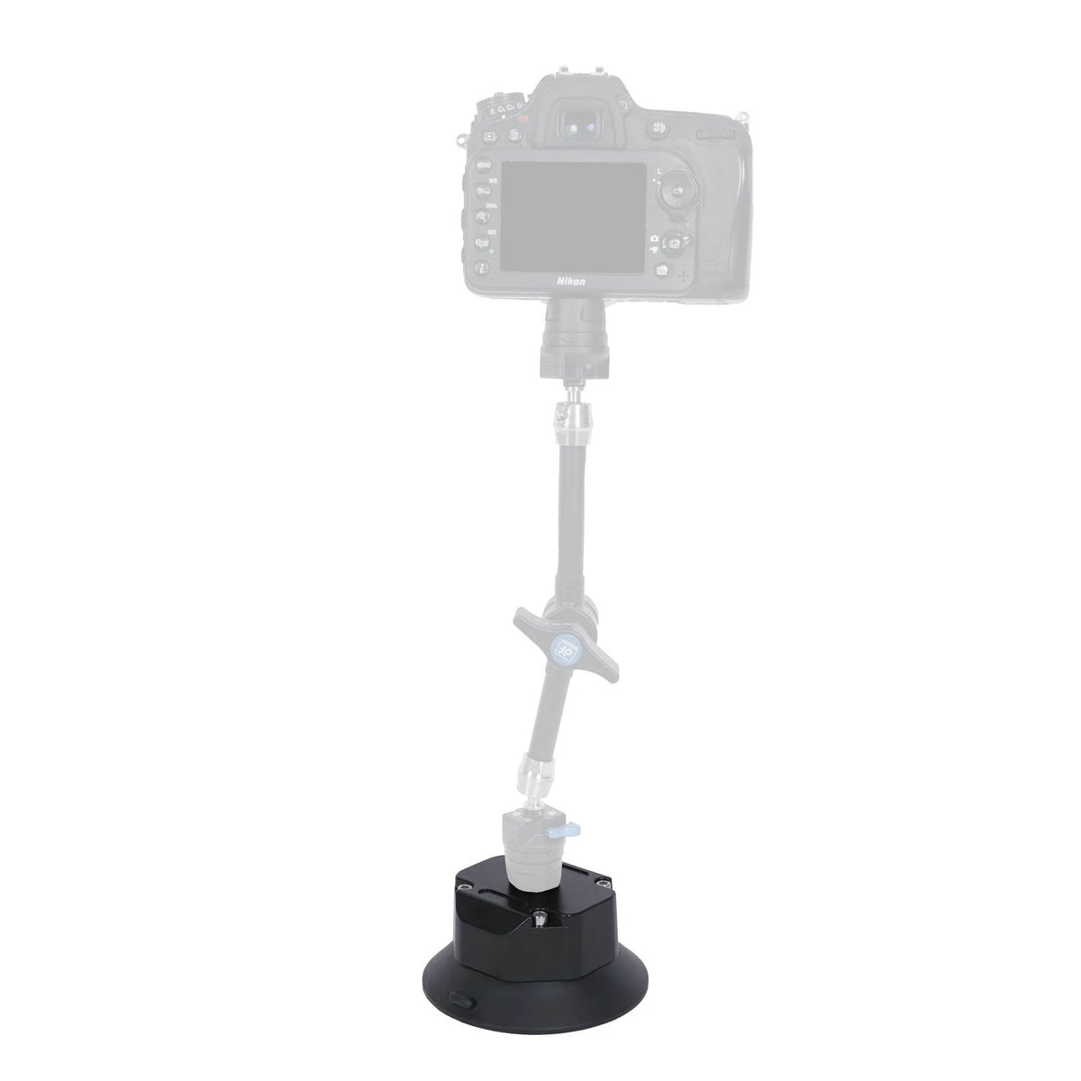 DigtalFoto SNIPER-EPUCK 4.5" Electronic Suction Cup Camera Mounting System With a camera mounted to a magic arm attached to it