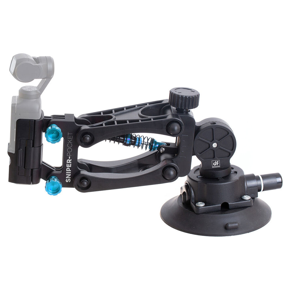 DigitalFoto Z-Axis Car Damping Spring Arm for DJI Osmo Pocket 3 Side View with Gimbal Attached