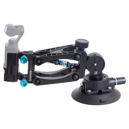 DigitalFoto Z-Axis Car Damping Spring Arm for DJI Osmo Pocket 3 Side View with Gimbal Attached