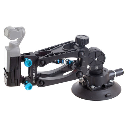 DigitalFoto Z-Axis Car Damping Spring Arm for DJI Osmo Pocket 3 Angled View With Gimbal Attached
