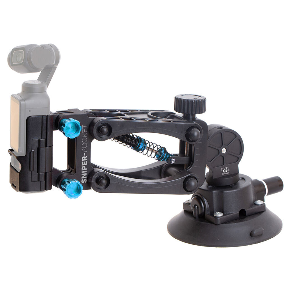 DigitalFoto Z-Axis Car Damping Spring Arm for DJI Osmo Pocket 3 Side View with Gimbal Attached
