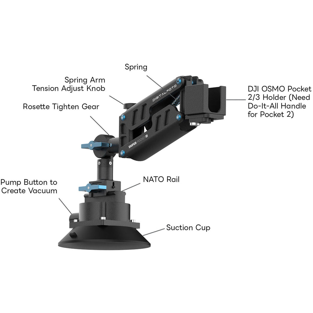 Z-Axis Car Damping Spring Arm for Action Camera OSMO POCKET