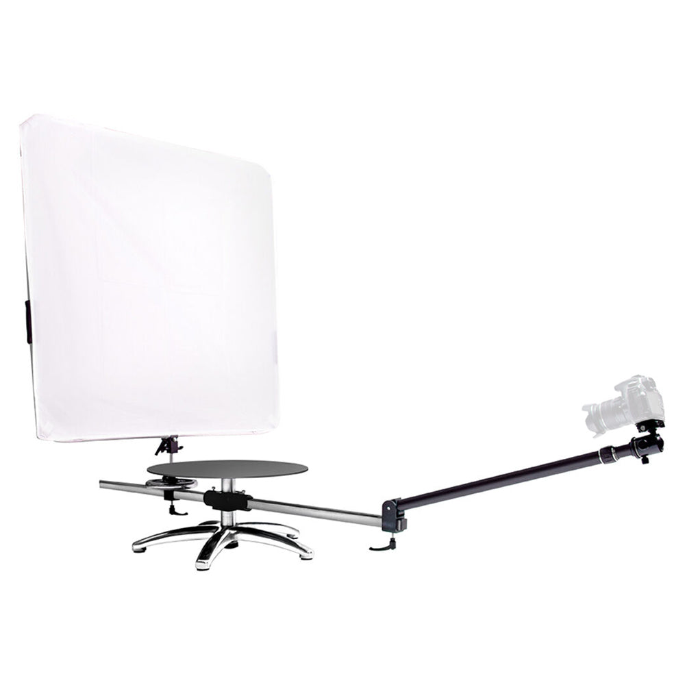 V360PRO 360° Camera Booth Spinning Rig Video Platform with background and camera attached