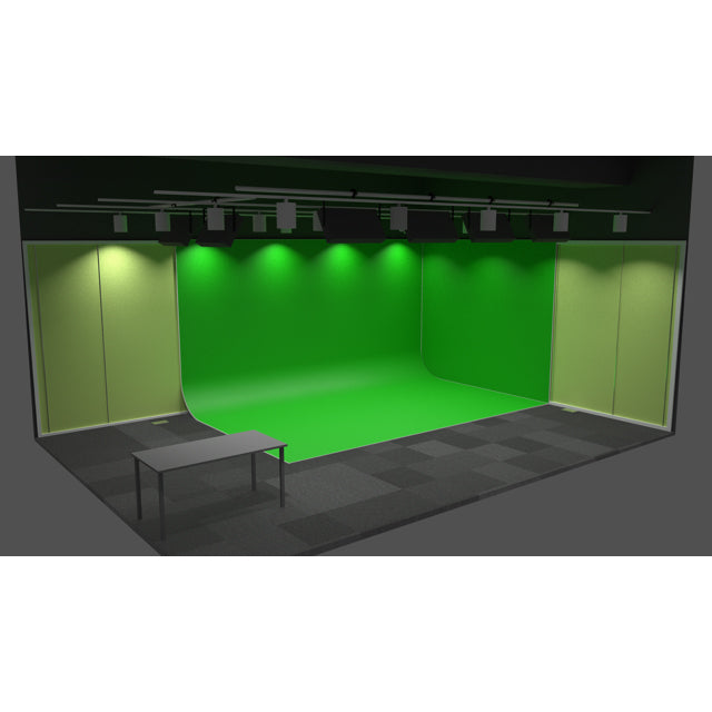 Curved Large Commercial Cyclorama Infinity Cove Backdrop and Frame Bundle Kit V2 - Chromakey Green (SPECIAL ORDER)