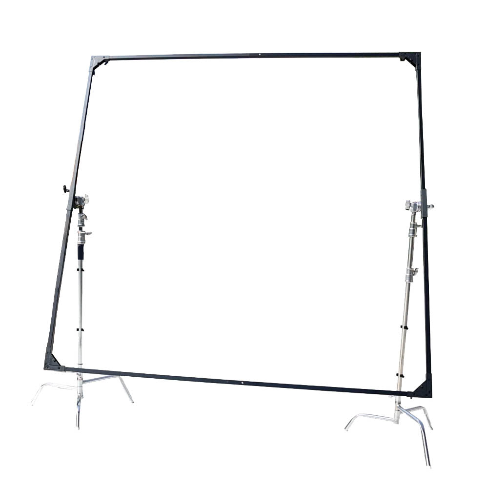 PiXAPRO Heavy-Duty Butterfly Frame Sun Diffuser Panel mounted to two C-Stands (C-Stands are NOT included)