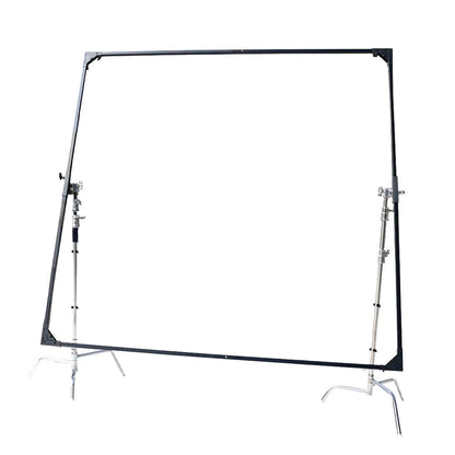 PiXAPRO Heavy-Duty Butterfly Frame Sun Diffuser Panel mounted to two C-Stands (C-Stands are NOT included)