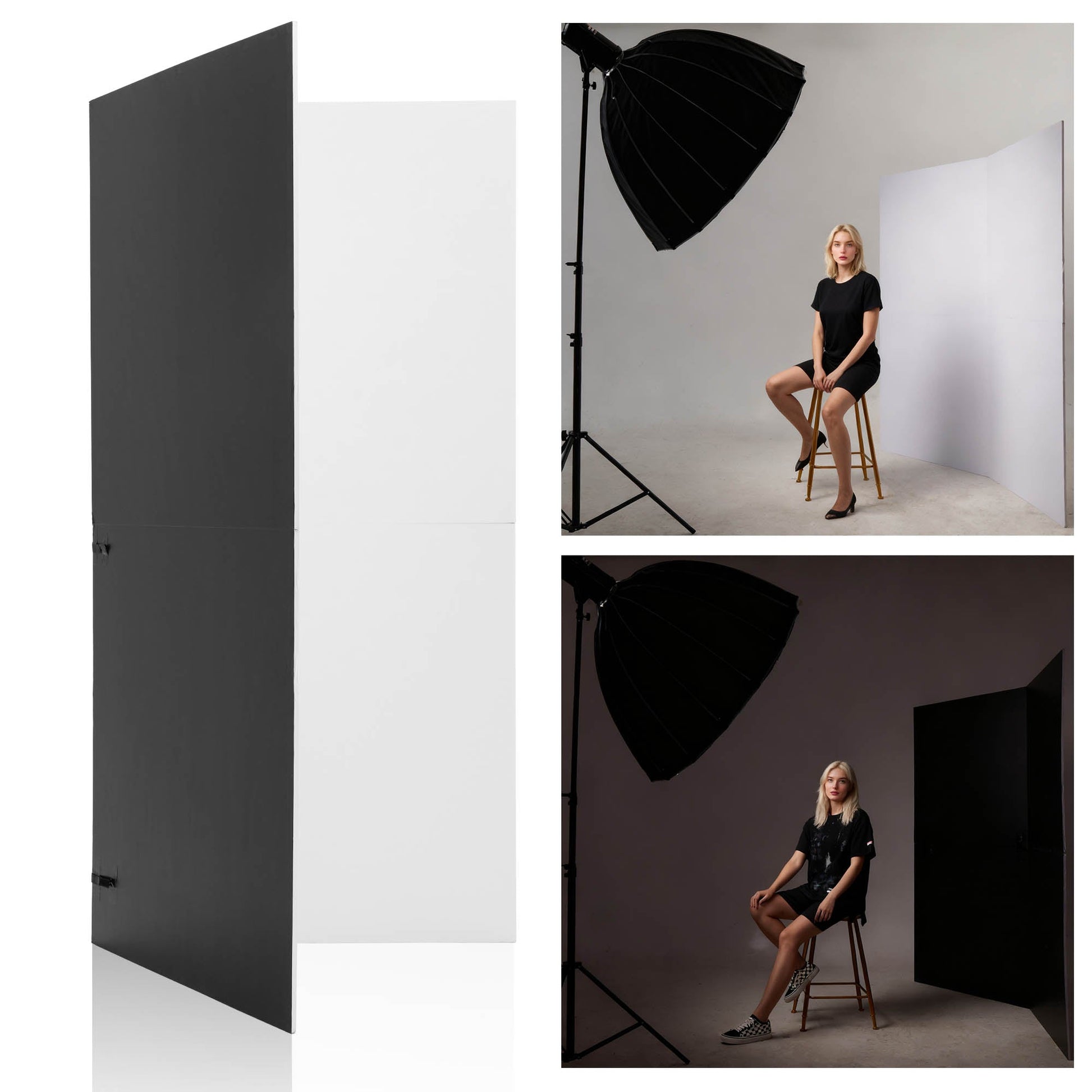 PIxapro 1x2m Foldable Black/white V-Flat Panel