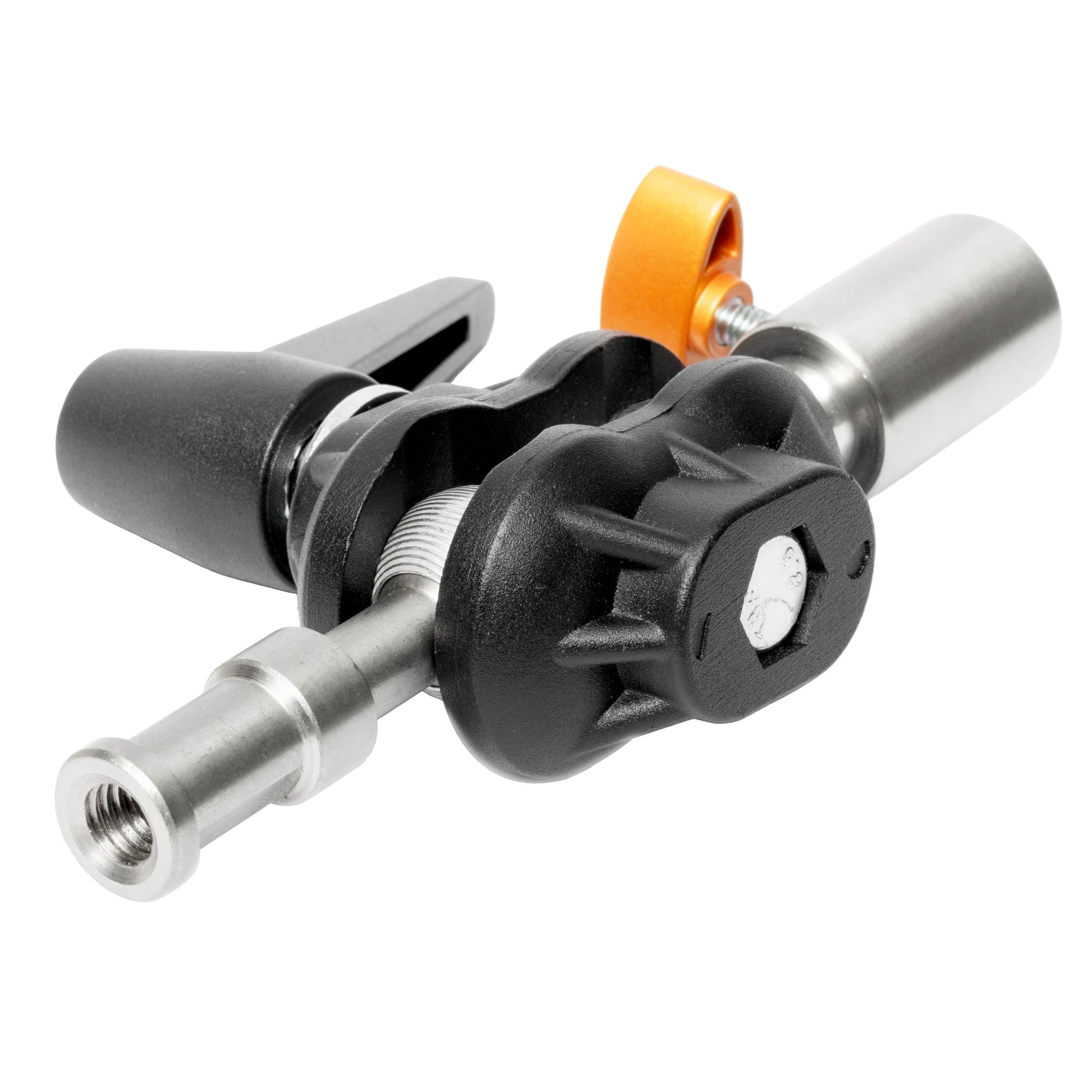 Godox AB10RS Double Ball-Head Joint Showing 5/8" stud with female 1/4"-20 thread