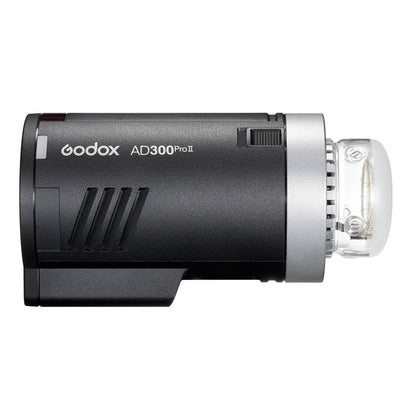 The Godox AD300proII Portable Battery Flash (Right Side View With No Reflector)