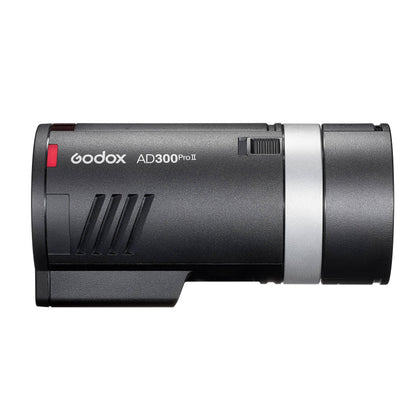 The Godox AD300proII Portable Battery Flash (Right Side View With Reflector)