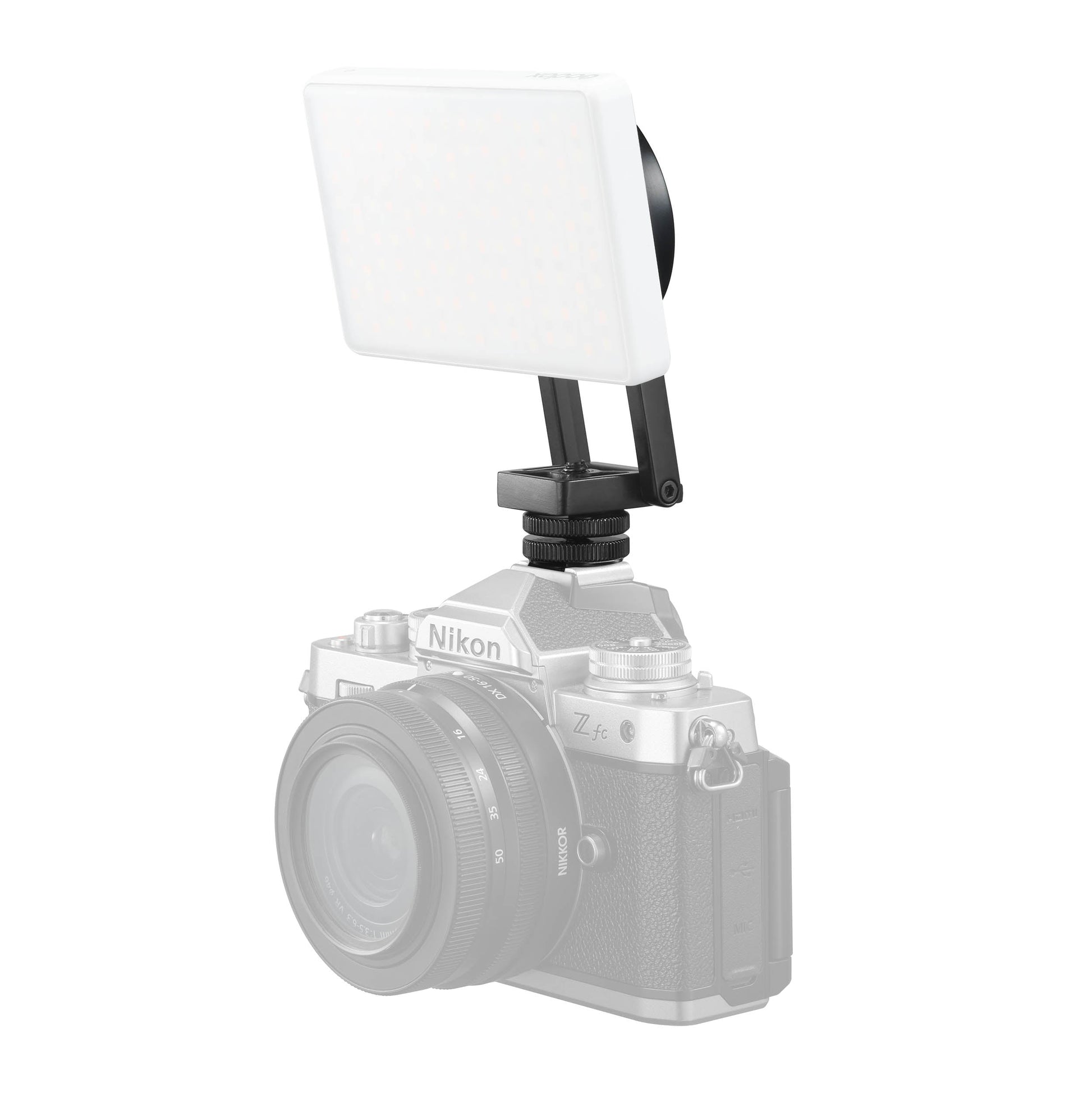 Godox AM01 Magnetic Bracket mounted to a camera via the included Shoe Mount