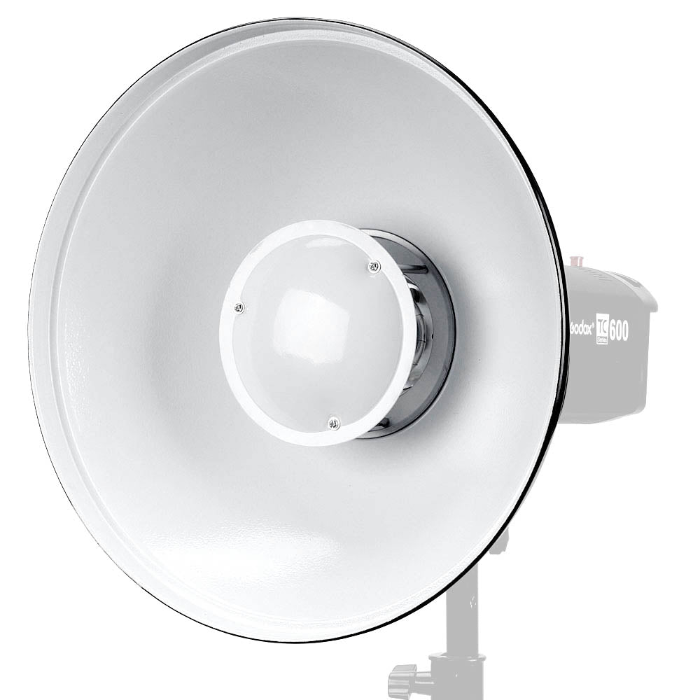 Godox BDR-W420 42cm (16.5-inch) White Beauty Dish Mounted to a light