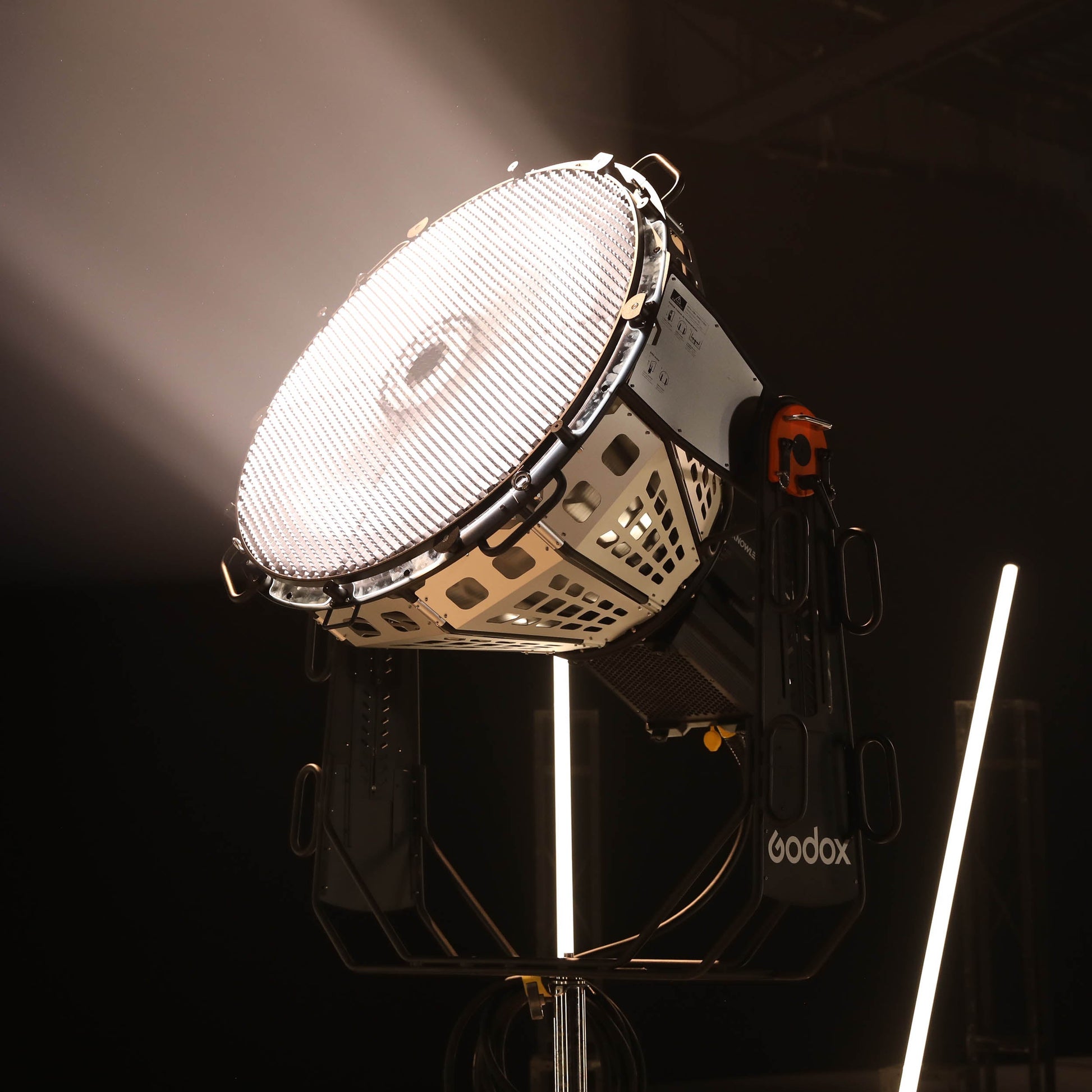 Godox BeamLight Max90 Cinema-Grade parallel-Beam Reflector being used in a film studio