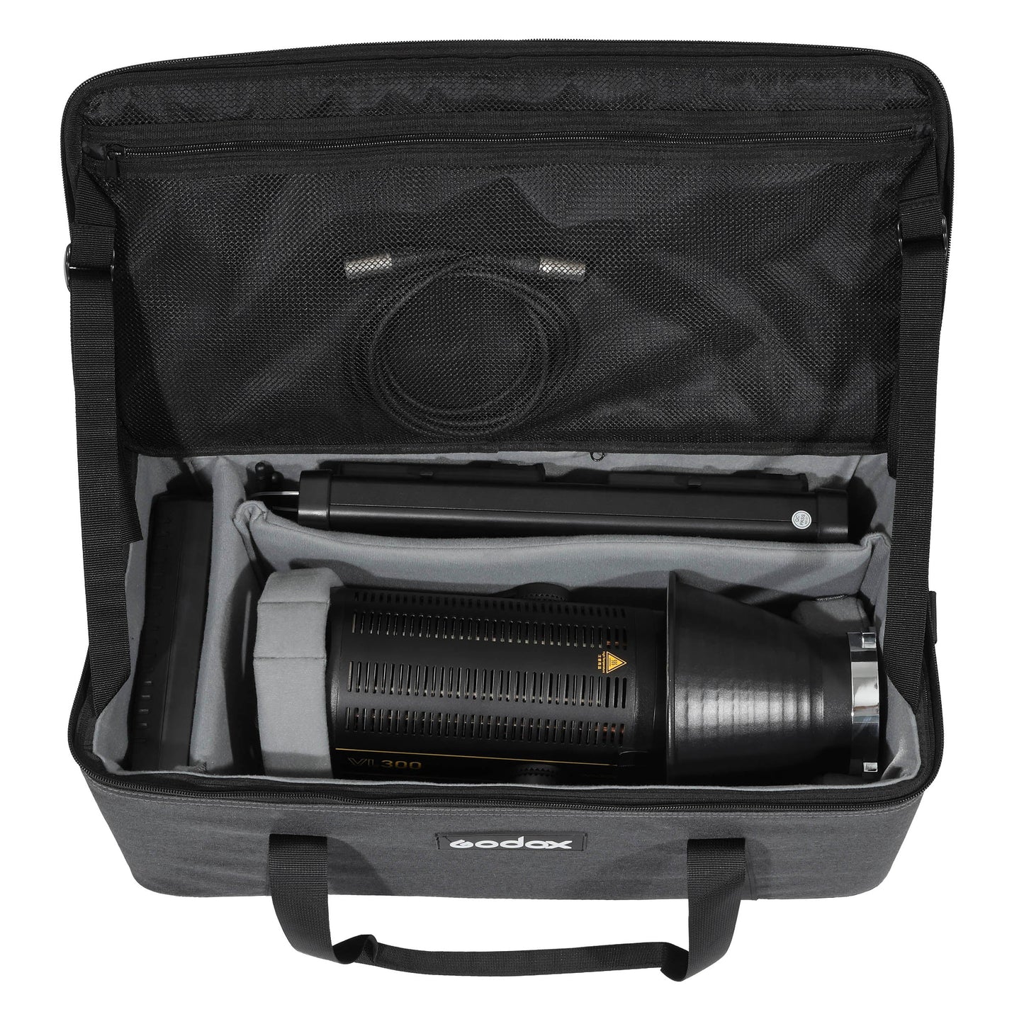 Godox CB-16 Padded Carry Case for VL-Series LED Video Lights Top-View Open showing Dividers