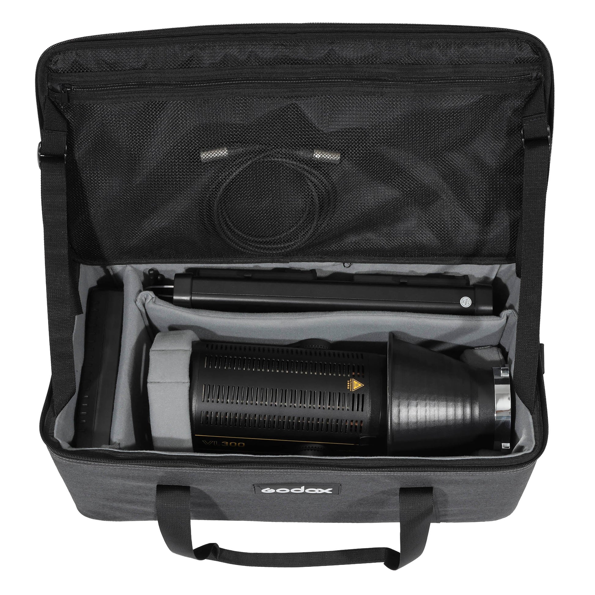 Godox CB-16 Padded Carry Case for VL-Series LED Video Lights Top-View Open showing Dividers